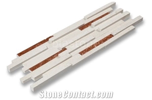 Espace Limra Copper Honed and Splitface Mix Mosaic, Limra White Limestone Mosaic