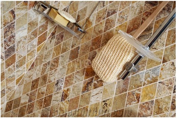 Lara Scabas Travertine Mosaic, Scabas Yellow Travertine Mosaic