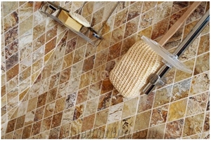 Lara Scabas Travertine Mosaic, Scabas Yellow Travertine Mosaic
