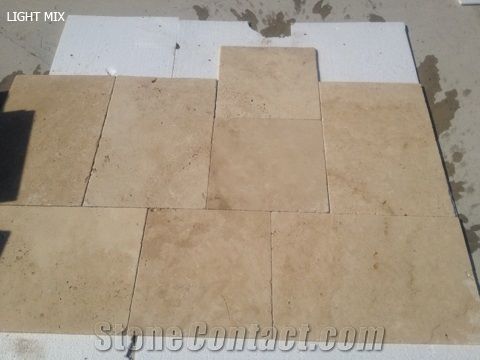 Travertine Mix Beige French Pattern, Classic Beige Travertine Tiles