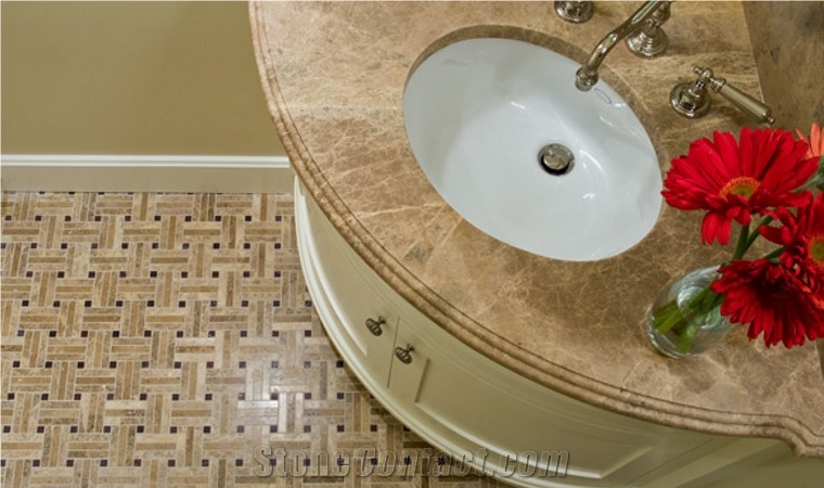 Bath Design, Remodeling, Emperador Brown Marble Bath Design