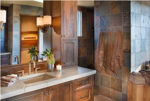 Bath Design, Remodeling, Emperador Brown Marble Bath Design