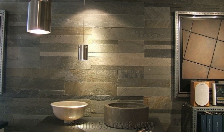 Quartzite Wall Tiles, India Grey Quartzite