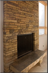 Multi-blend Sandstone Stacked Wall Stone, Fireplac