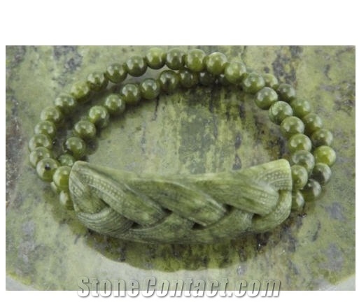 Connemara Marble Woven Panel Bracelet, Connemara Green Marble Artifacts, Handcrafts