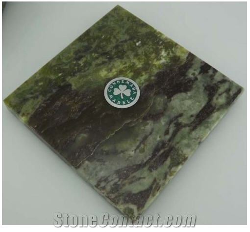 Set Of 4 Connemara Marble Coasters, Connemara Green Marble Home Decor