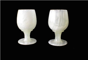 Drinking Wine Party Onyx Goblets, White Onyx Kitchen Accessories