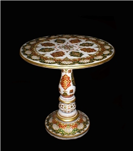 Indian Table Meenakari, White Marble Tables Indian Table Meenakari, White Marble Tables