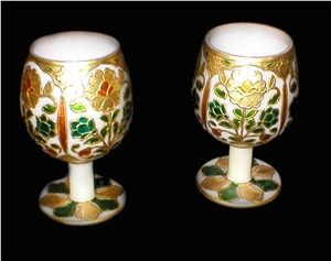 Marble Goblet Of Jam Pair, White Marble Jar