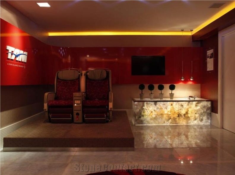 Crystal Blue Onyx Backlit Reception Counter