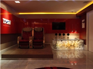 Crystal Blue Onyx Backlit Reception Counter