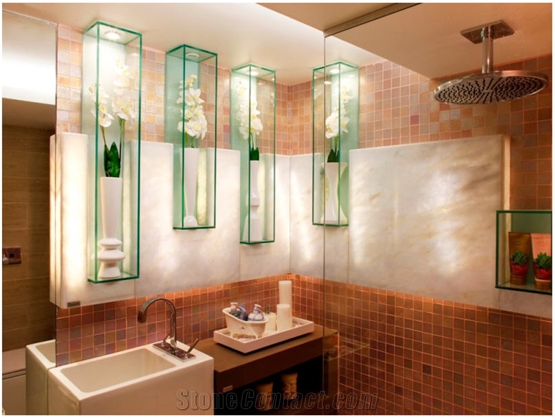 Marble - Onyx Mixed Bathroom Design, White Onyx Bathroom Design