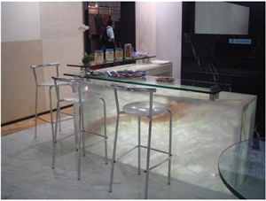 Translucent Onyx Corner Desk Top, White Onyx Kitchen Countertops