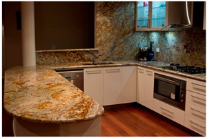 Typhoon Bordeaux Granite Kitchen Top, Typhoon Bordeaux Yellow Granite Kitchen Top