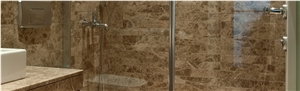 Paradise Bathroom, Emperador Dark Brown Marble Bath Design