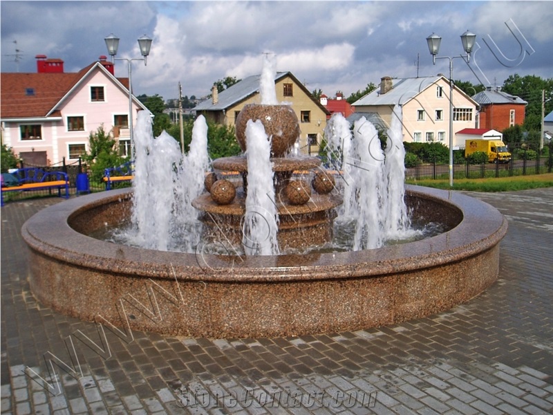 Fountain in Ujno Sultaevckoe Granite, Ujno Sultaevckoe Red Granite Fountain
