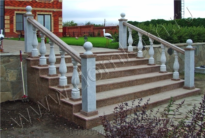 Ujno Sultaevckoe Stairs and Koelginskoe Marble Bal, Ujno Sultaevckoe Red Granite Stairs