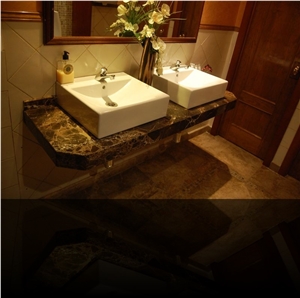 Castanho Imperador Escuro Marble Bathroom Top, Castanho Imperador Escuro Brown Marble Bathroom Top
