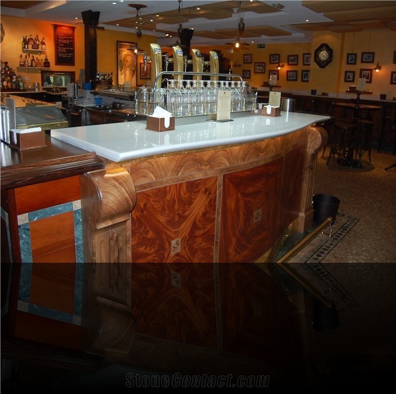 Pure White Marble Bar Top, Branco Cristalino White Marble Bar Top