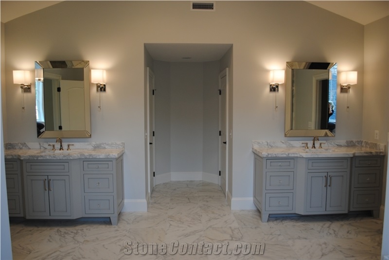 Calacatta Gold Bathroom Wall, Floors, Calacatta Gold White Marble Bath Design