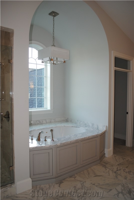 Calacatta Gold Bathroom Wall, Floors, Calacatta Gold White Marble Bath Design