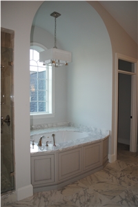 Calacatta Gold Bathroom Wall, Floors, Calacatta Gold White Marble Bath Design
