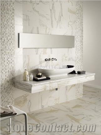 Calacatta Gold Bathroom Wall, Floors, Calacatta Gold White Marble Bath Design
