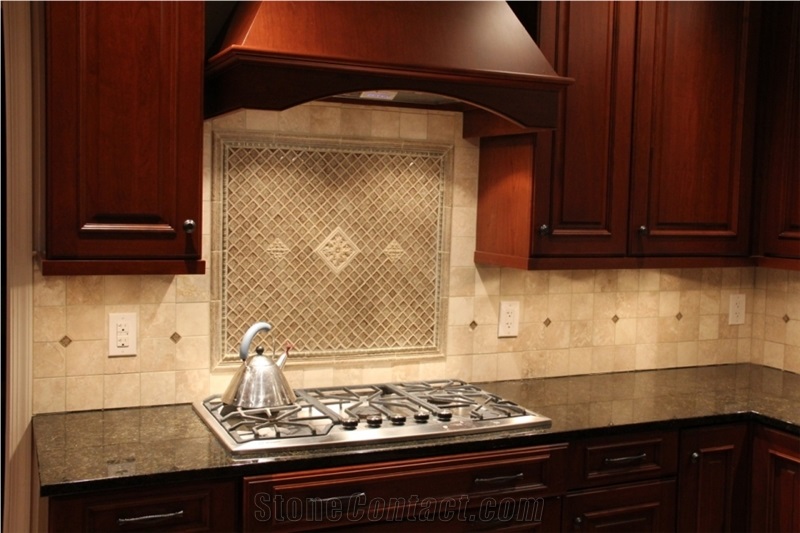 Durango Honed Limestone Private Residence Kitchen, Durango Beige Limestone Traditional Kitchen Design