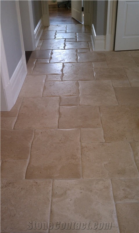 Old World Normandy Pillowed Travertine Floor Proje, Classic Travertine Tiles