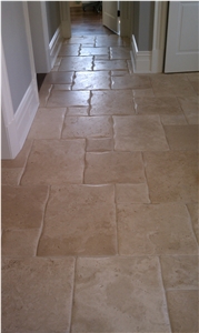 Old World Normandy Pillowed Travertine Floor Proje, Classic Travertine Tiles