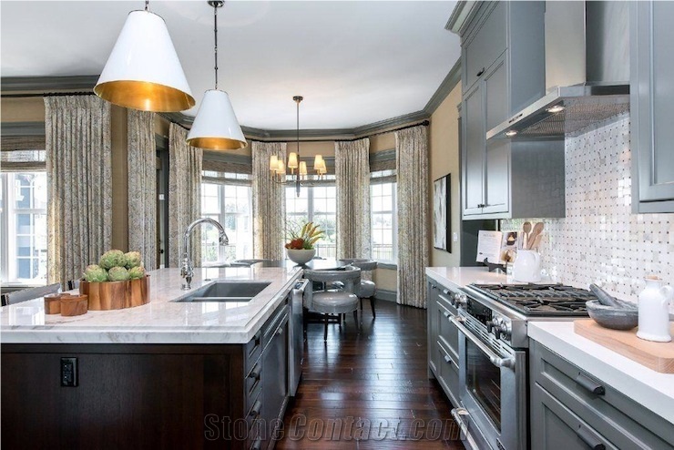 Calacatta Vagli Extra Kitchen Design, White Marble