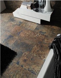Kund Multicolor Slate Floor Tiles, India Green Slate
