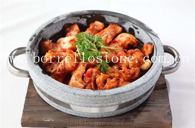 Natural Stone Pan and Pot, Grey Granite Pots