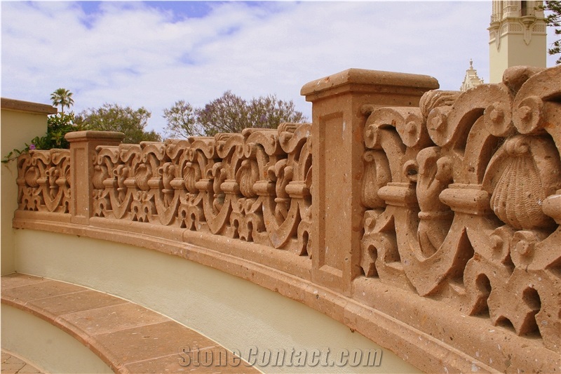 Naranja Cantera Bridge Baluster, Naranja Red Sandstone Garden, Palisade
