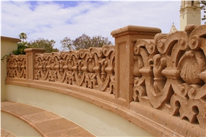 Naranja Cantera Bridge Baluster, Naranja Red Sandstone Garden, Palisade