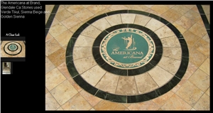Pavement Circle with Verde Tikul, Sienna Beige, Go, Sienna Beige Limestone Pavement