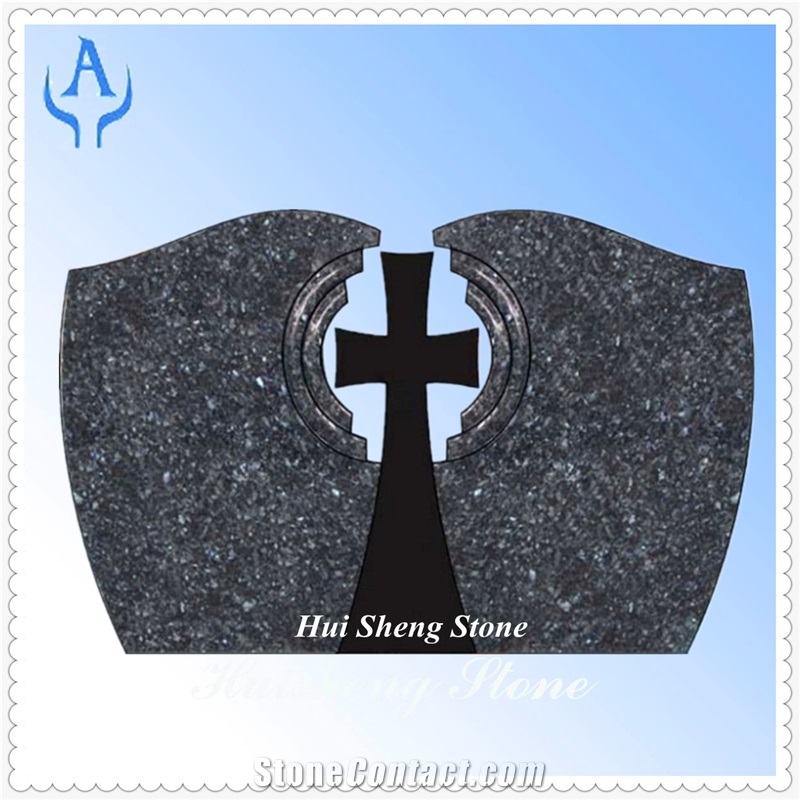 Granite Black Cross Headstone Monument, Black Granite