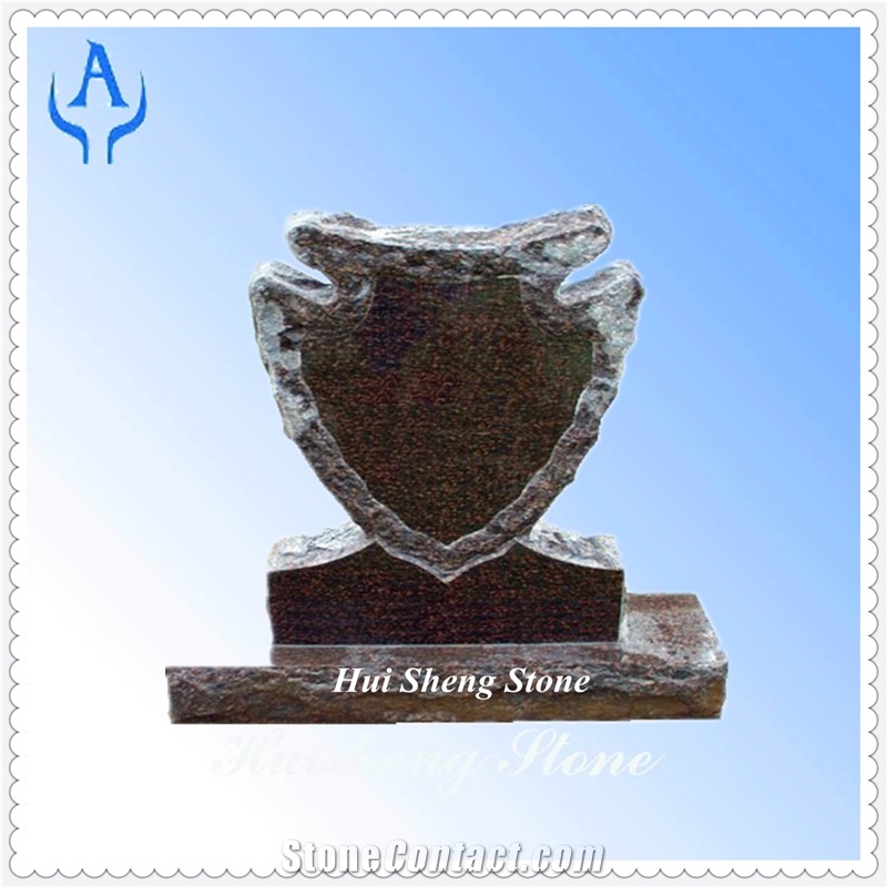 Granite Grey Arrowhead Tombstone, Grey Granite