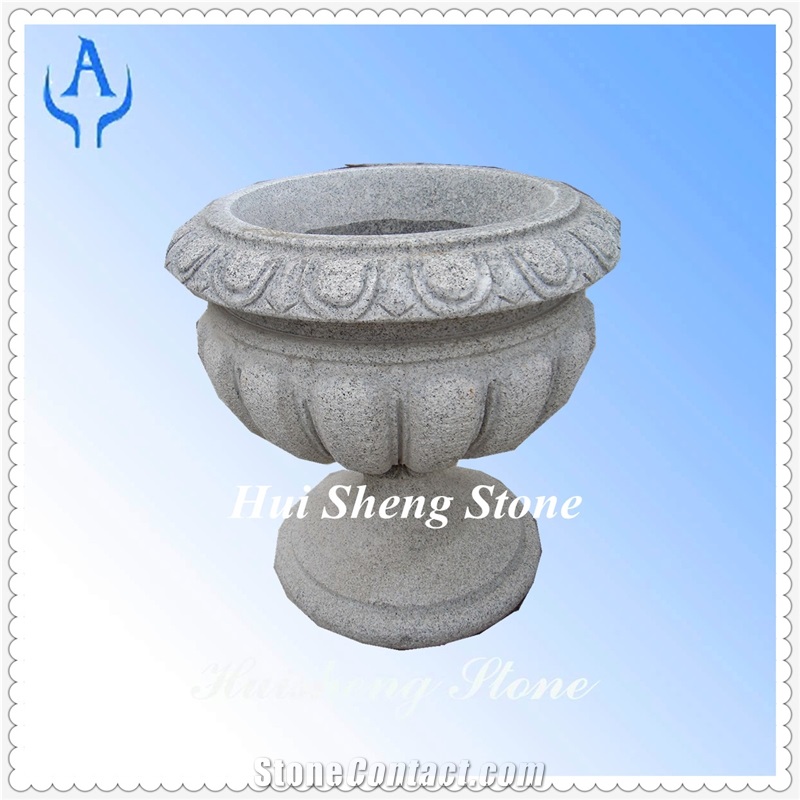 Granite Grey Flower Pot, Grey Granite
