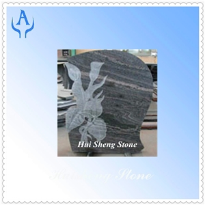 Granite Grey German Headstone Monument, Grey Granite