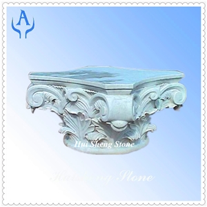 Granite Light White Roman Column Top, White Granite