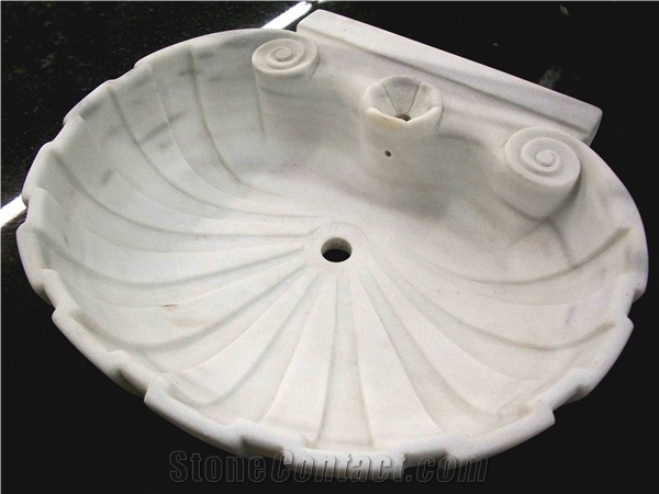 Drop-in Marmara White Marble Vanity Sink