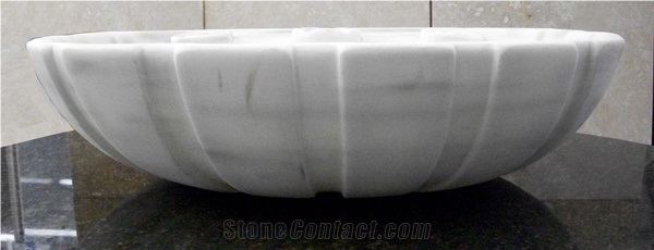 Drop-in Marmara White Marble Vanity Sink