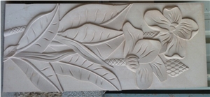 3d Nature Sandstone Leaves Pattern Design, Beige Sandstone Sign