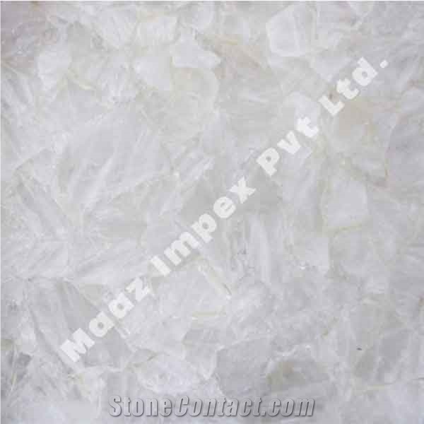 Crystal Snow Quartz Gem Stone Slab
