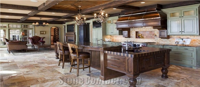 Scabos Travertine Traditional Kitchen Design