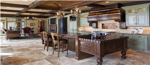 Scabos Travertine Traditional Kitchen Design