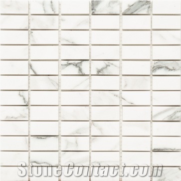 Statuario Carrara Marble Mosaic, Statuario Carrara White Marble Mosaic