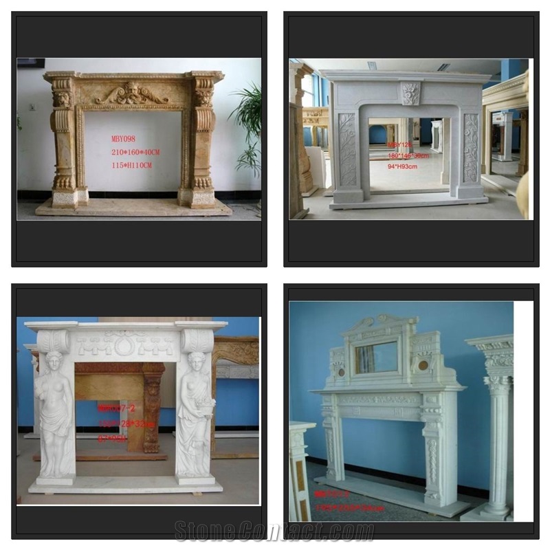 Beige Travertine Marble Fireplaces, Beige Marble Fireplace Mantel, Surrounds