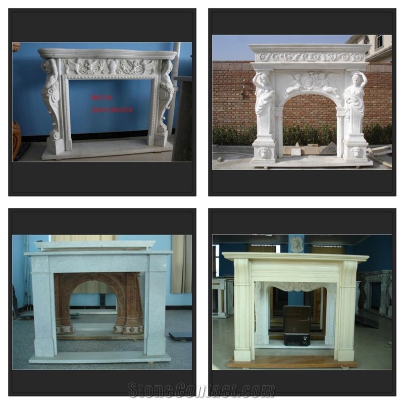 Beige Travertine Marble Fireplaces, Beige Marble Fireplace Mantel, Surrounds